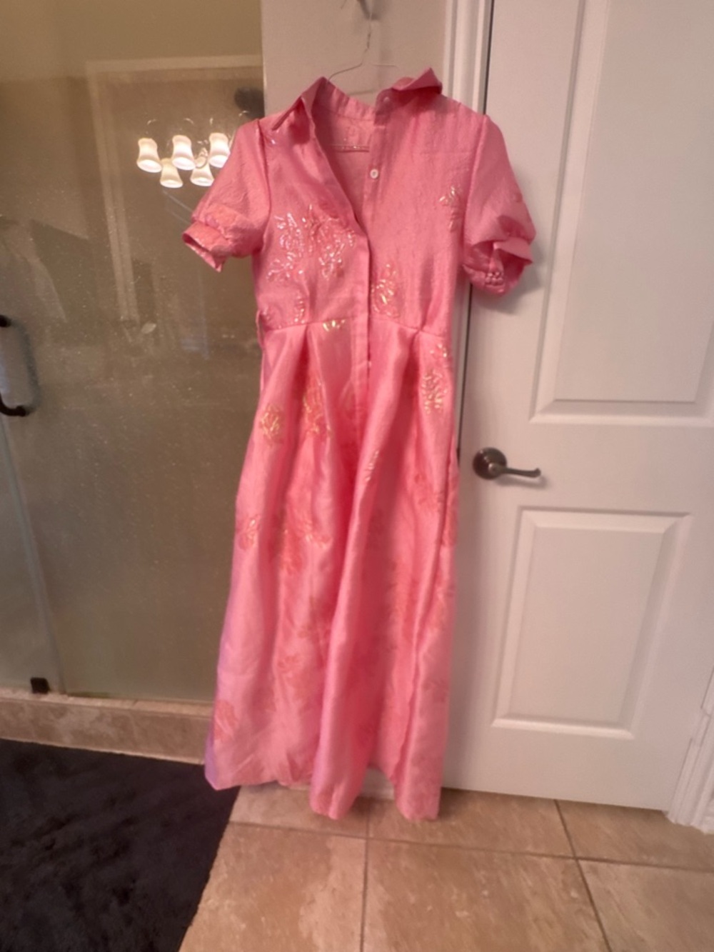 Pink Embroidered Maxi Dress